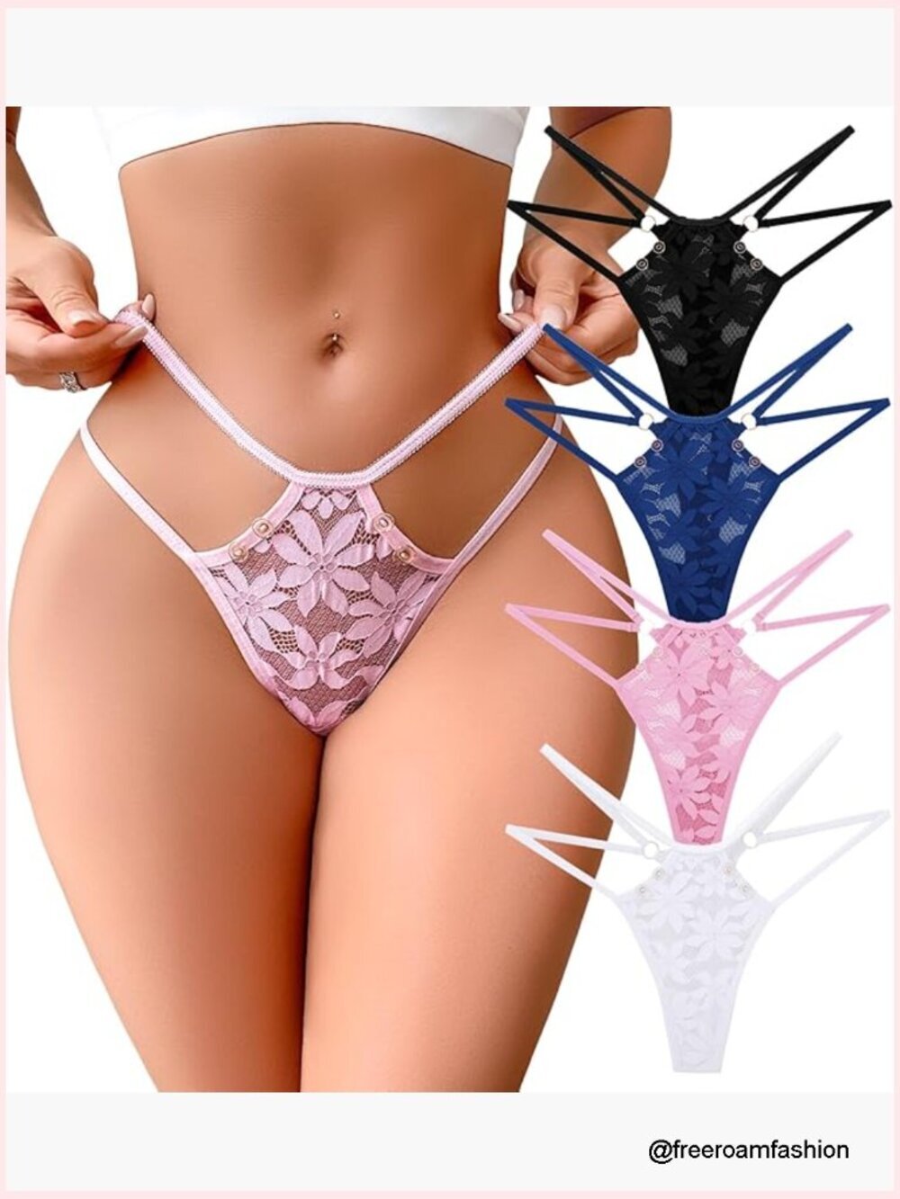 Lace G-String Thongs 4-Pack No Show Invisible Underwear Women's